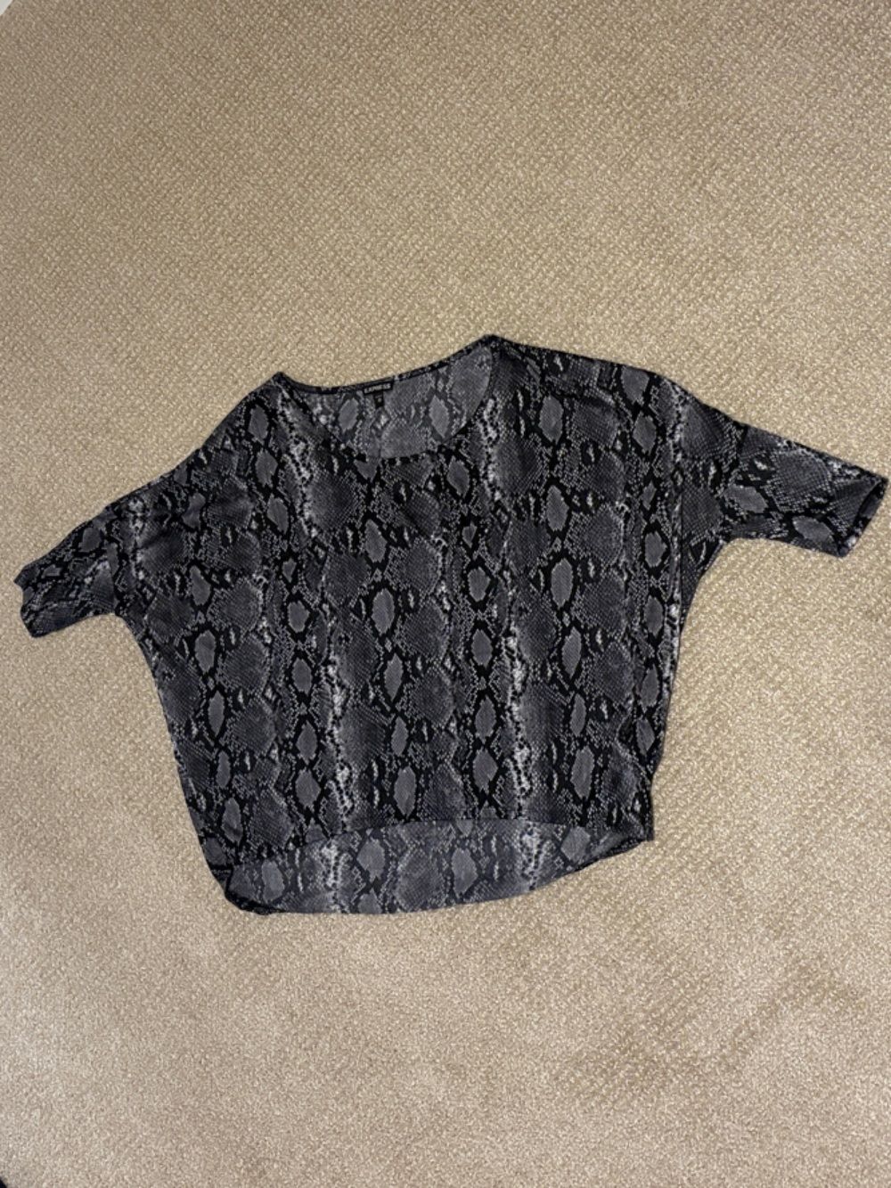 Black Snake-Print Off Shoulder Dolman Sleeve Women's Top